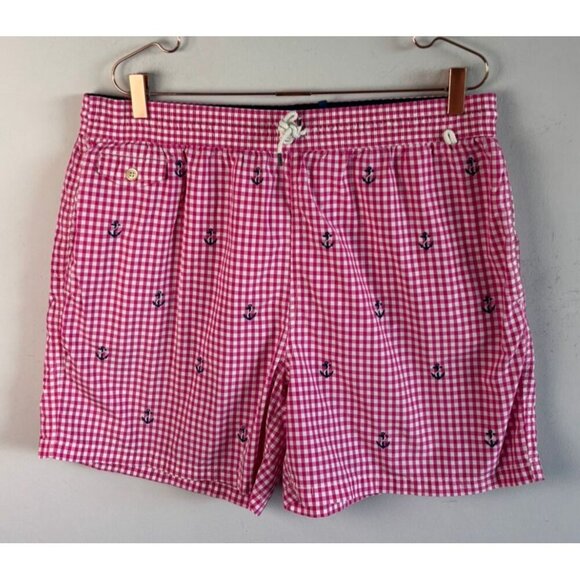 Polo Ralph Lauren Mens Swim Shorts Red Gingham Anchor Print Traveler Size XXL - Picture 11 of 15